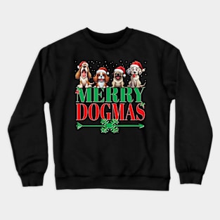 Christmas Dogs With Santa Hat Merry Dogmas Xmas Puppies Dog Crewneck Sweatshirt